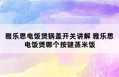 雅乐思电饭煲锅盖开关讲解 雅乐思电饭煲哪个按键蒸米饭